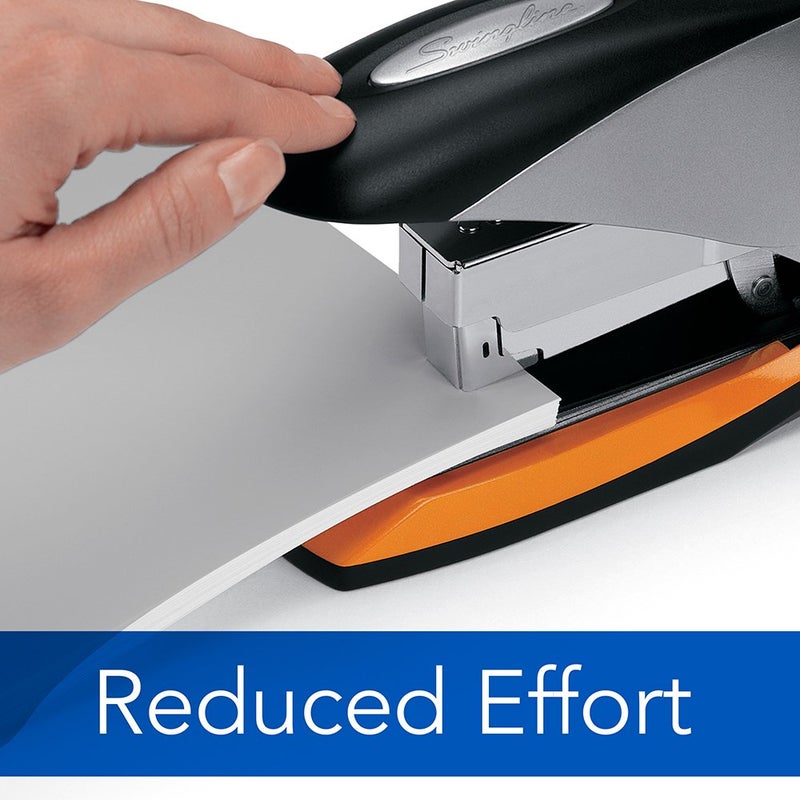 Swingline Stapler, 70 Sheet Capacity, Optima 70, Jam Free, Reduced Effort, Soft Grip, Metal, Silver, Black and Orange (87870) - Image 3